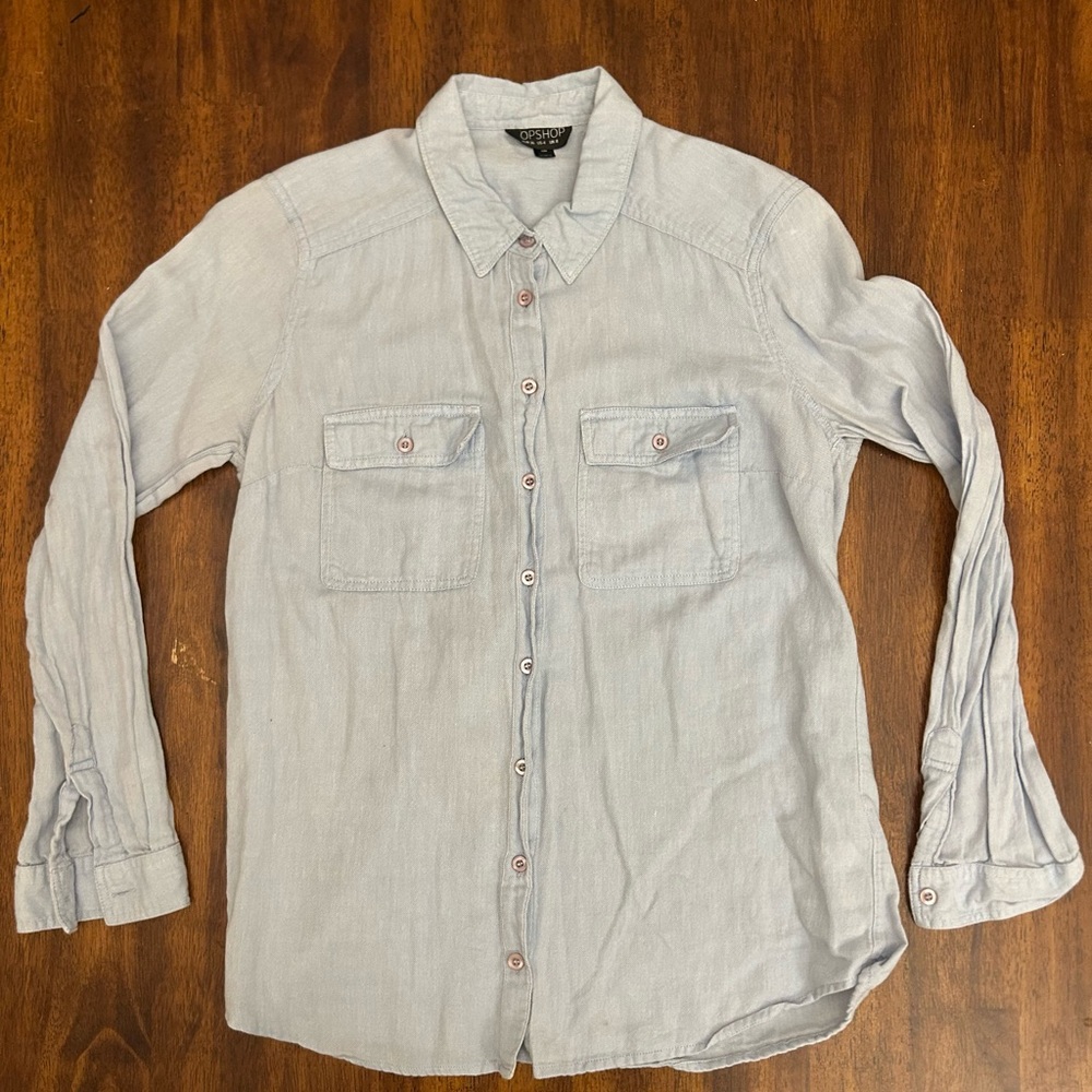 Topshop Blue Casual Button Down Shirt